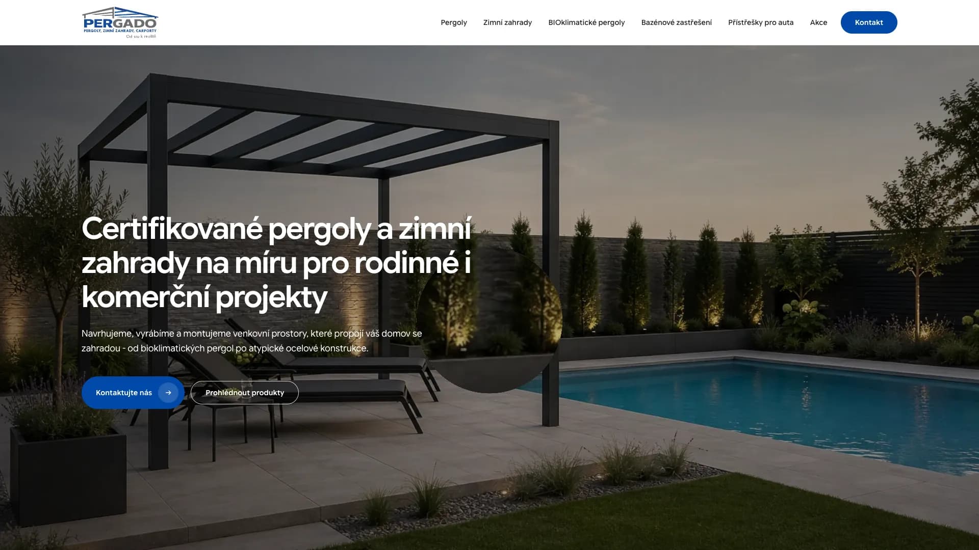 Web pergado.cz — pergoly, zimní zahrady a carporty