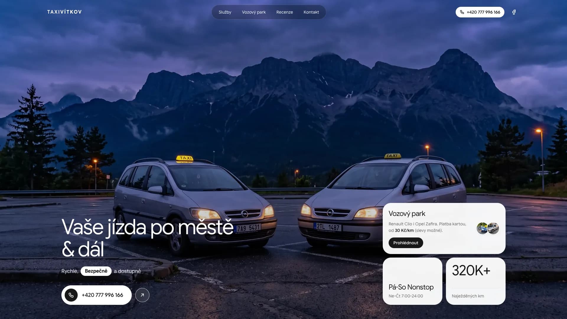 Web taxivitkov.cz — taxi služby Vítkov