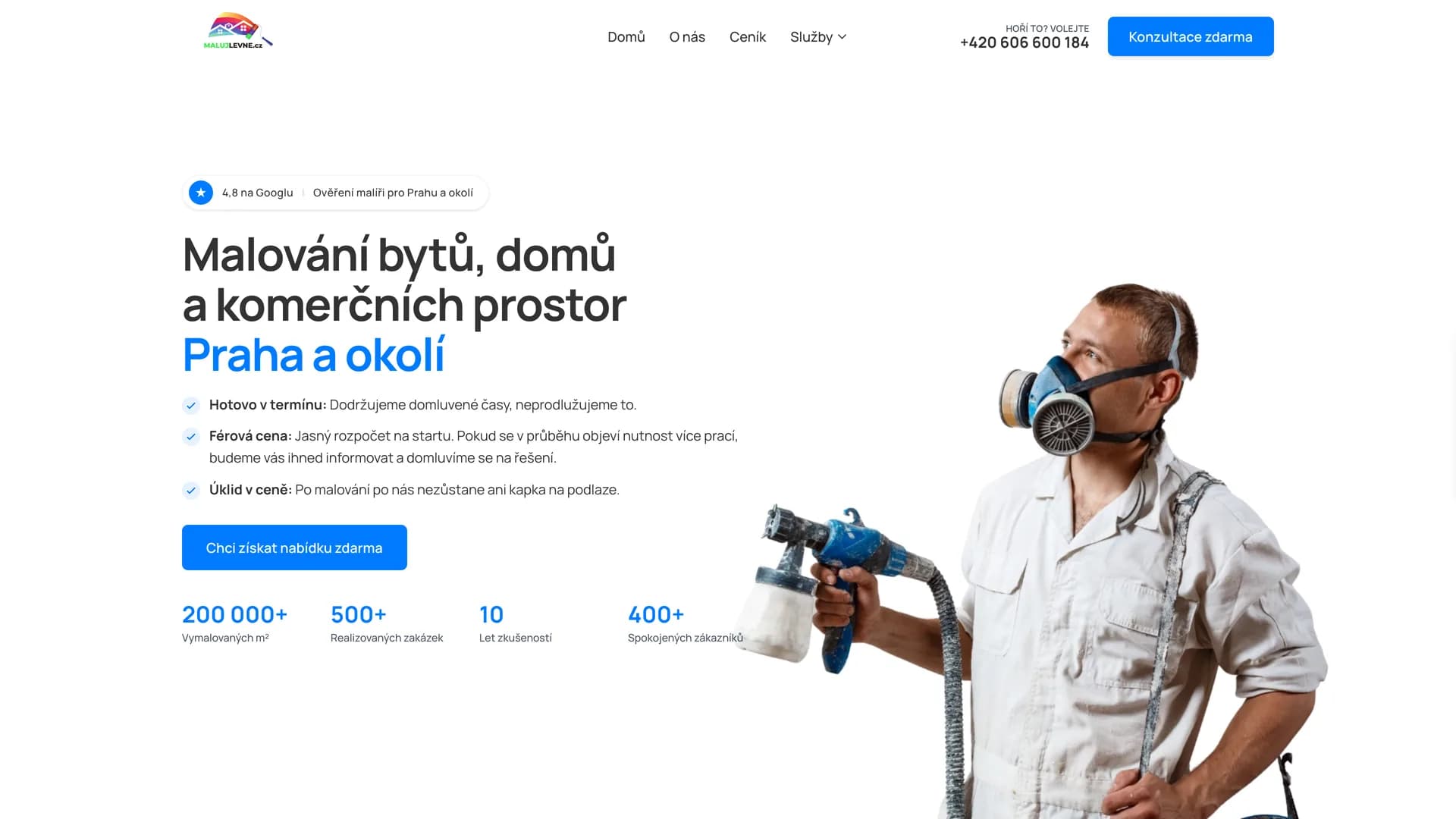 Web malujlevne.cz — malířské služby