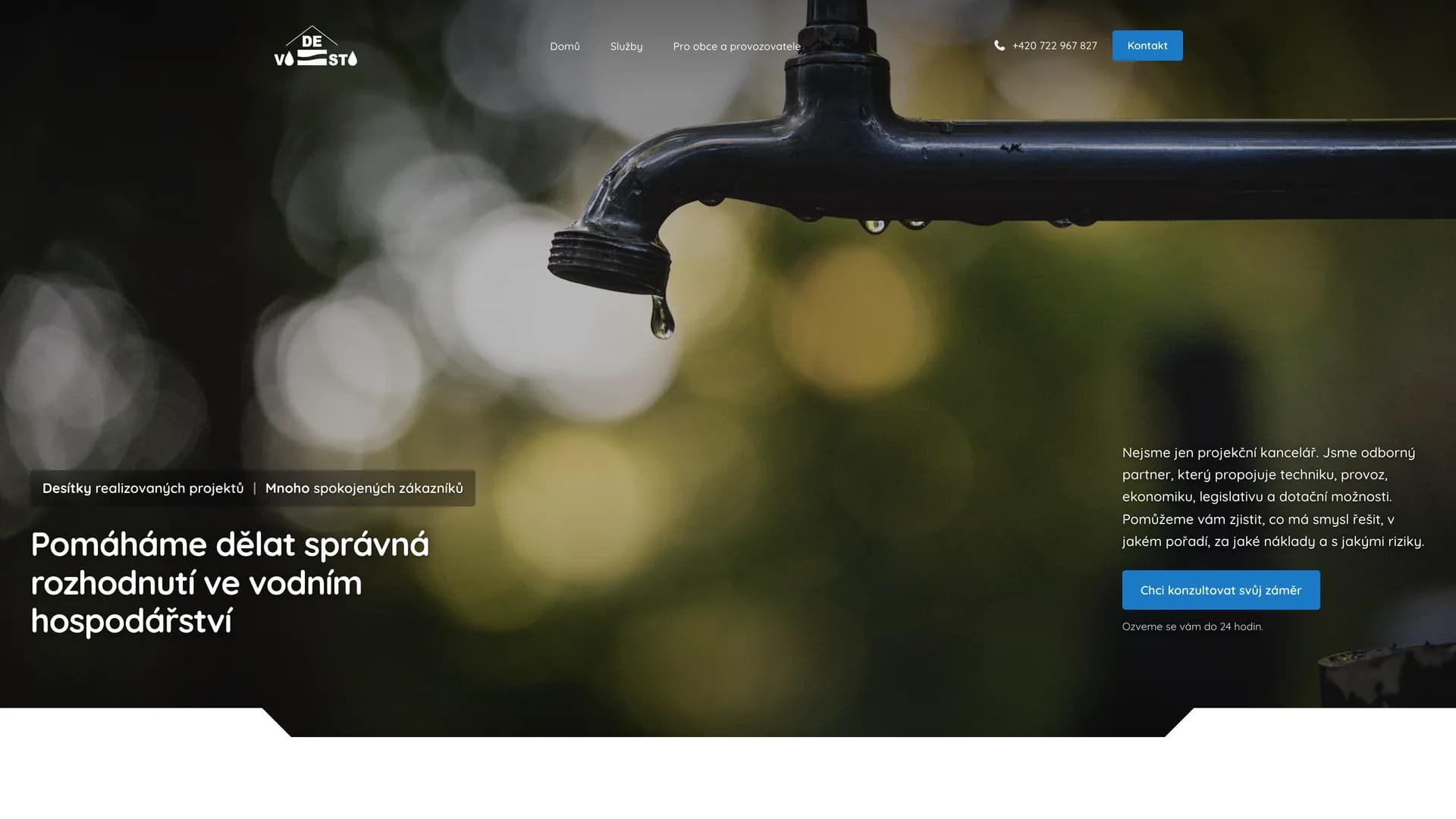 Web vodesto.cz — vodohospodářské projekce